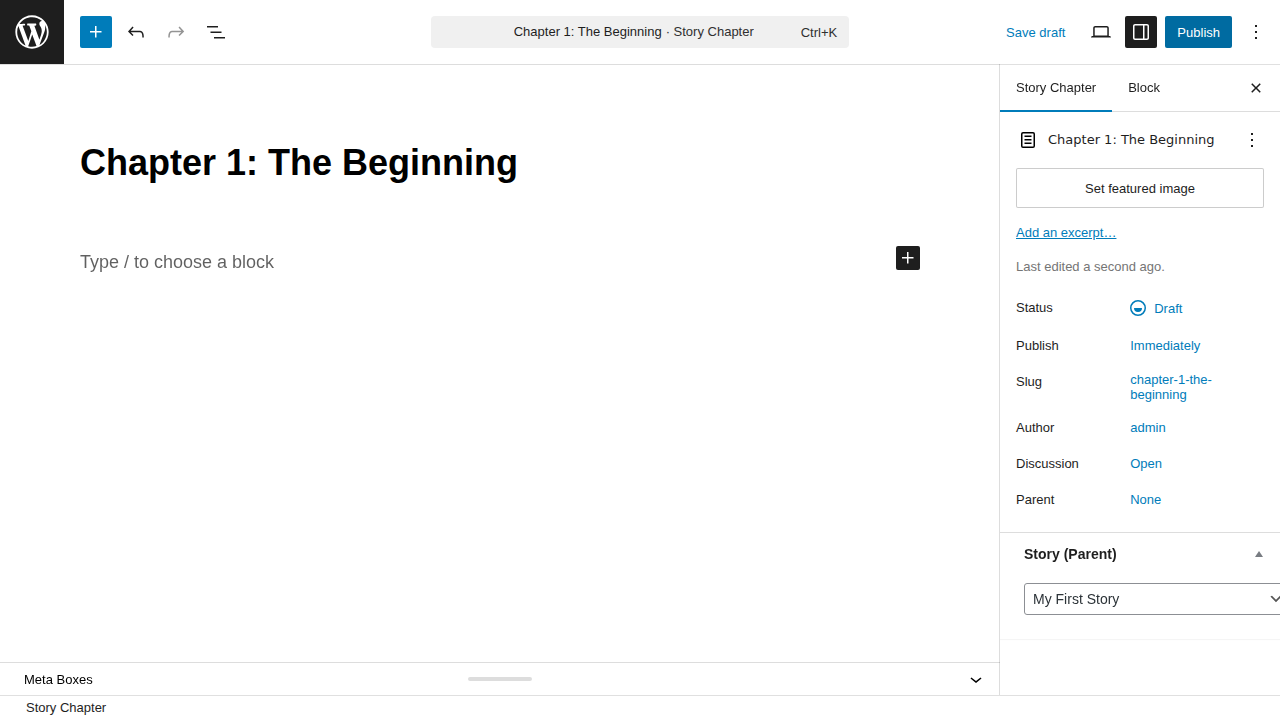 Create Chapter Step 2
