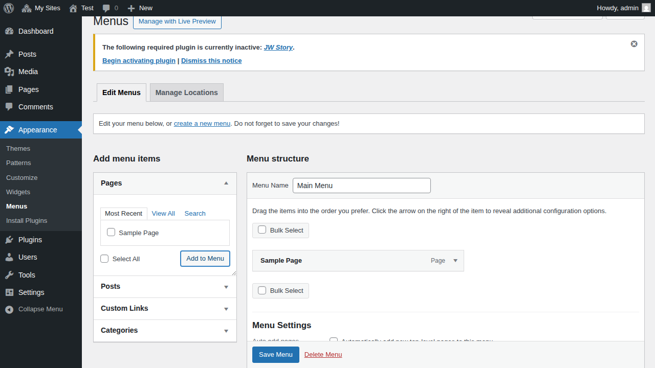 Create Menu and Add Items